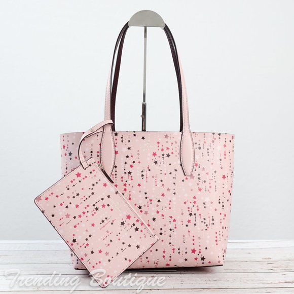 kate spade Handbags - NWT Kate Spade Twinkle Printed Small Reversible Tote Shoulder Bag in Pink Multi